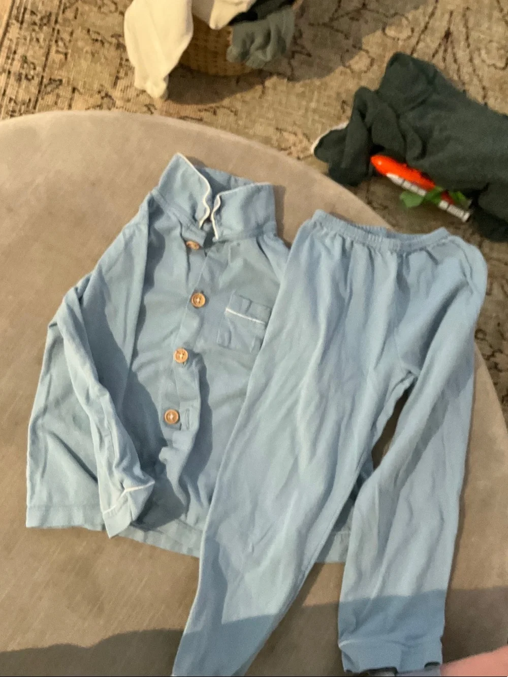 Light Blue Kids Pajama Set - Soft Button-Up Top & Pants